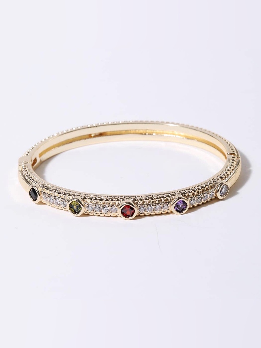 Multicolor CZ Stone Gold Plated Bangle Bracelet